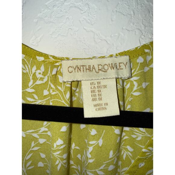 EUC Cynthia Rowley Floral Blouse Green Short Sleeve Size 1X - Picture 3 of 8